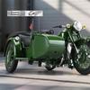 1/10 Legierung Retro Dreirad Beiwagen Motorrad Modell Druckguss Metall Klassisches Militär Motorrad Modell Sound und Licht Kinderspielzeug Geschenk