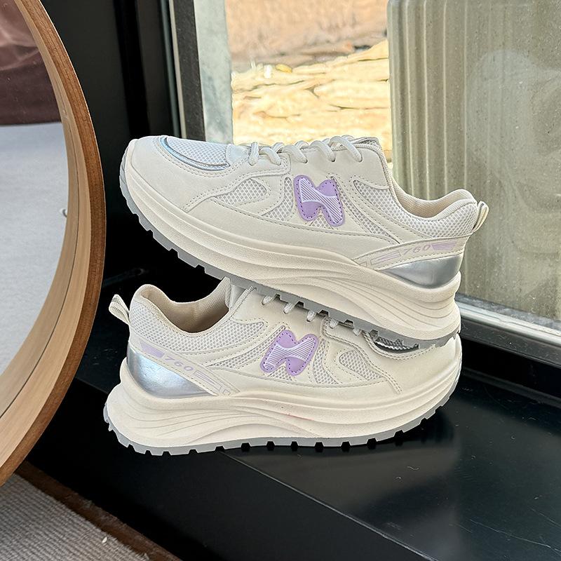 Popular thick-soled dad shoes for women 2025 autumn new mesh breathable soft-soled comfortable and versatile sports and leisure shoes