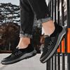 Men Breathable Casual Shoes Outdoor Plus Size Fashion Sneakers Lace-up Split Leather Comfortable Walking Sport Shoes