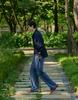 Ordinary People Re : Leather Collar French Shacket [Navy]