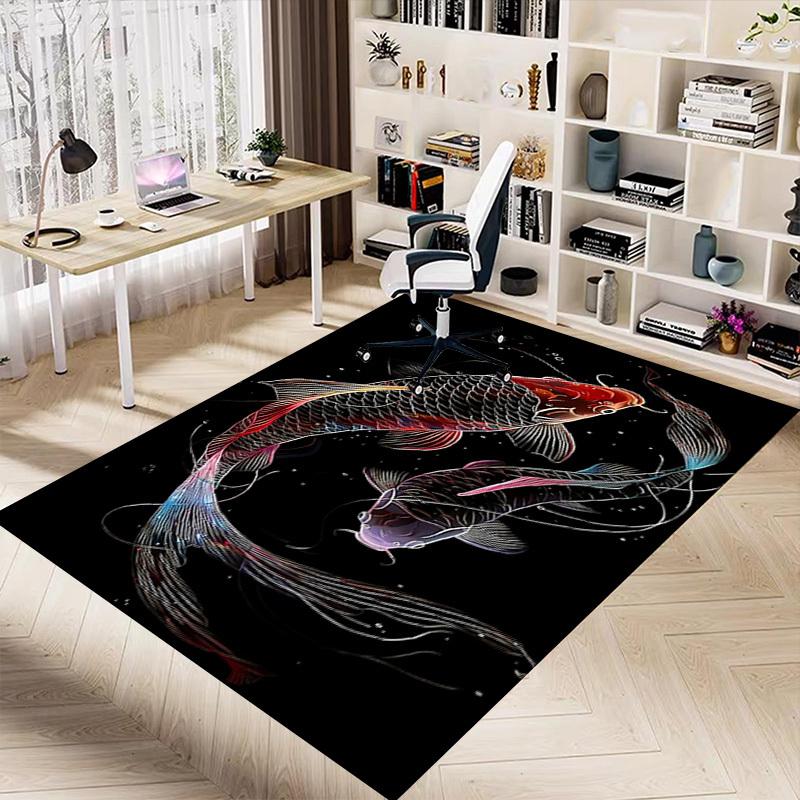 1PC Koi Fish Carpet Office Rug Mat Home Decor Area Carpet Festival Gift Office Desk Chair Carpet Longlasting Material