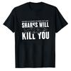 Funny Shark Warning Text Graphic Unisex Modal TShirt Soft Casual Tops Humor Ocean Animal Novelty Slogan Daily Wear Unisex Street Wear