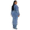 European and American Women's High Waist Unique Denim Maxi Dress