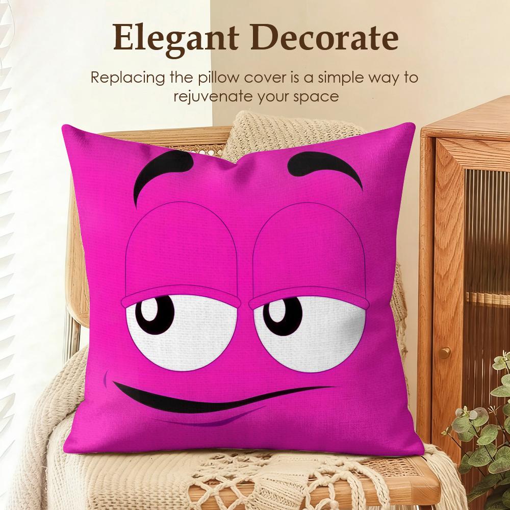 Cartoon MMMs Eye Cushion Cover Natural Linen Organic Fabric DoubleSided Printing Sofa Home Decor Gift Pillow Case