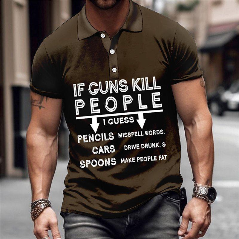 Мужская футболка-поло с надписью, с коротким рукавом, с 3D-принтом, топы, модные, полиэстер, дышащие, удобные футболки-поло S