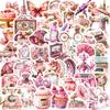 50 Pink Objects Retro Girl Heart Stickers Diy Handbook Luggage Notebook Helmet Stickers Waterproof Stickers