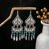 Bohemian Fringed Turquoise Earrings, Retro Minority Style Earrings, Personalized Temperament Earrings.