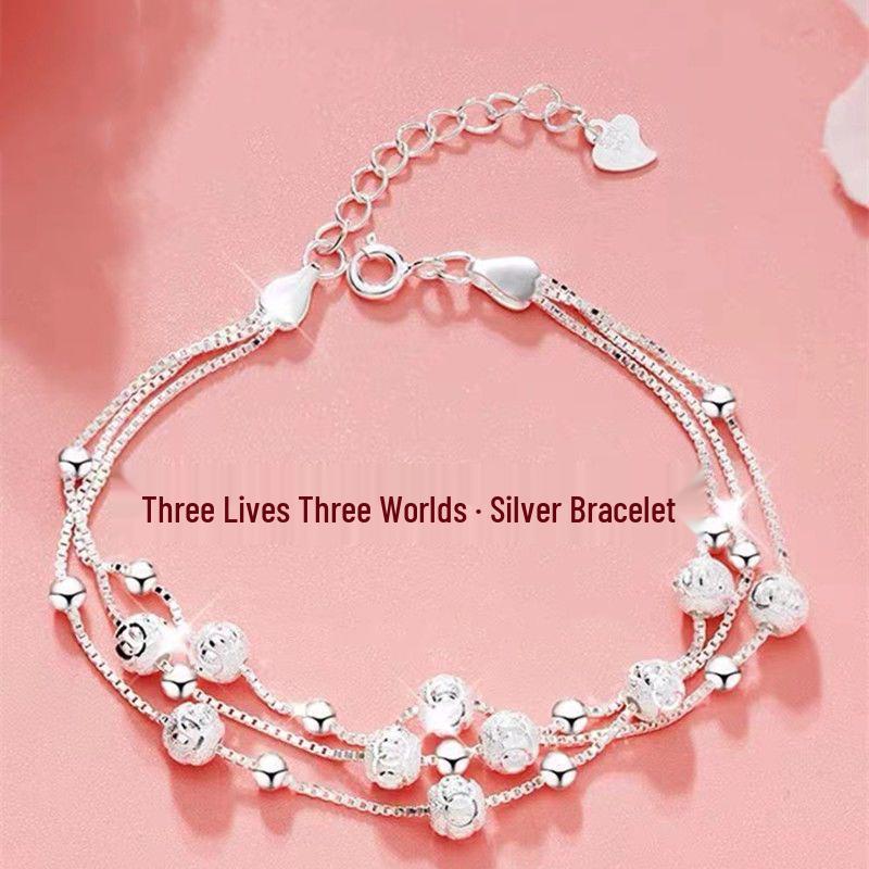 Three Lives Three Worlds Silver-Plated Bracelet - Niche Design Gift for Women, Girlfriends, and Best Friends