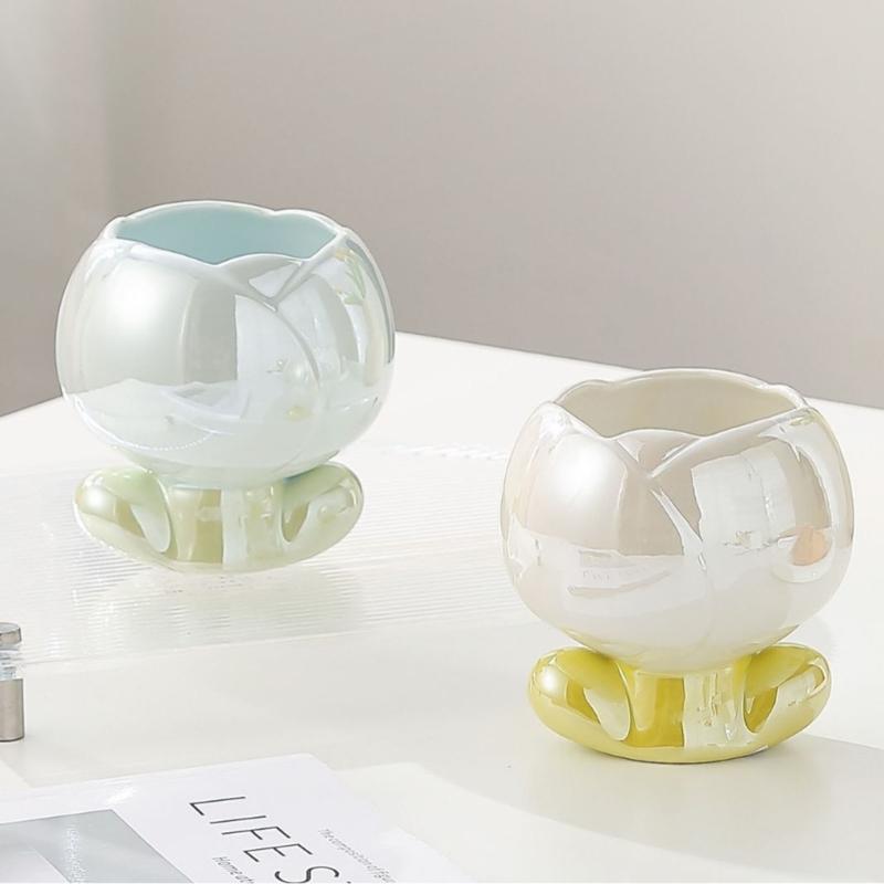 Modische Keramiktassen Wasserbecher Eisbecher Schöne Milchtassen Blume Kaffeetasse Keramikmaterial für Wasser Milch