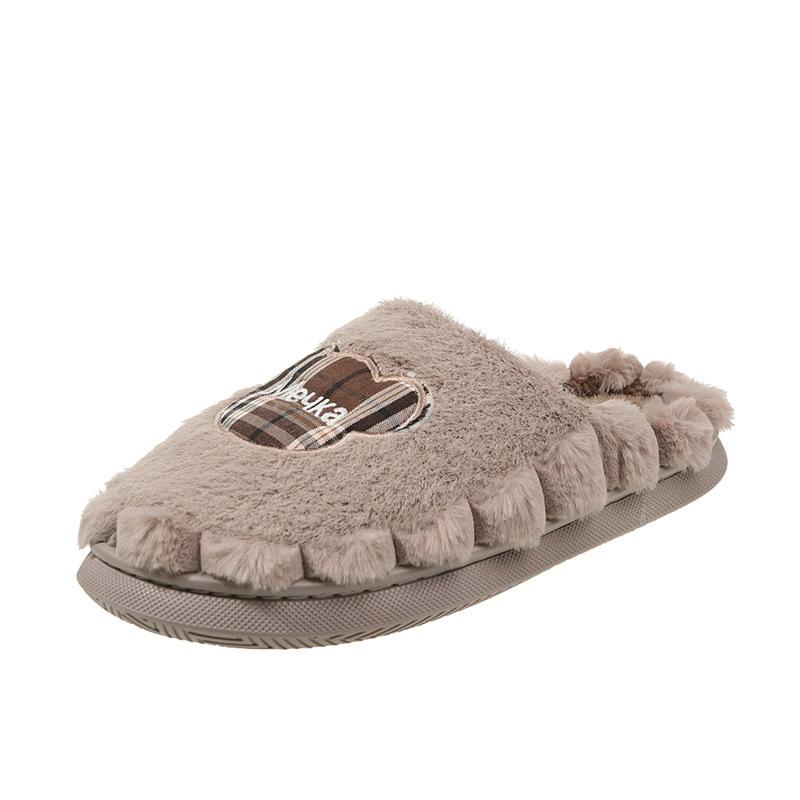 2025 new autumn and winter plush bow cotton slippers women's plush thickened non-slip warm can be worn outside women's cotton mop