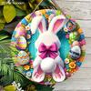 Unique Wooden Sign with Easter Bunny Eggs Pattern - Charming Round Sign for Front Door, Wall Hanging Decor - Ideal Gift for Friend & Family
