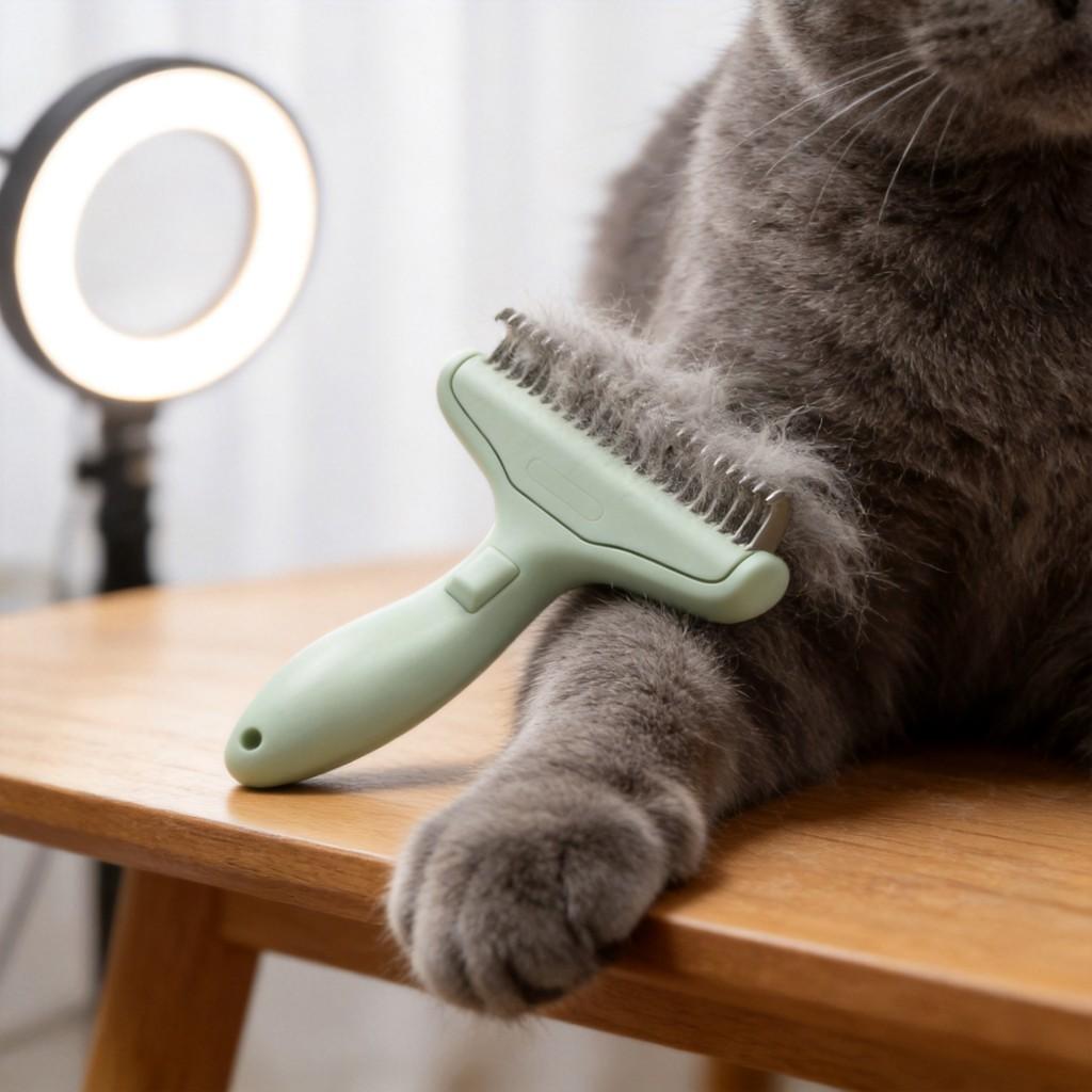 Pet Grooming Brush Abs Material With Easy Fur Removal For Cats And Dogs With Hair Loss Prevention