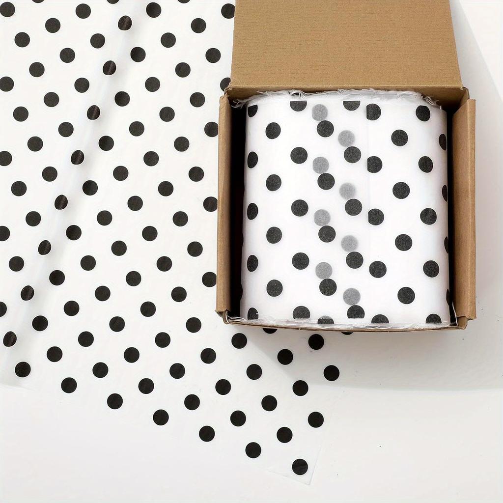 1set/ 50pcs Polka Dot Tissue Paper, Gift Wrapping Paper White Black Art Paper, Birthday Gift, Gift Party DIY Crafts 14 X 20 Inches