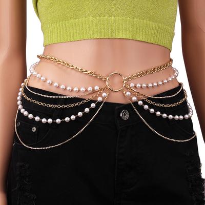 Catena Vita Corpo con Croce Gotica e Nappa per Donna, con Perline, per Spiaggia Bikini, Gioiello Sexy