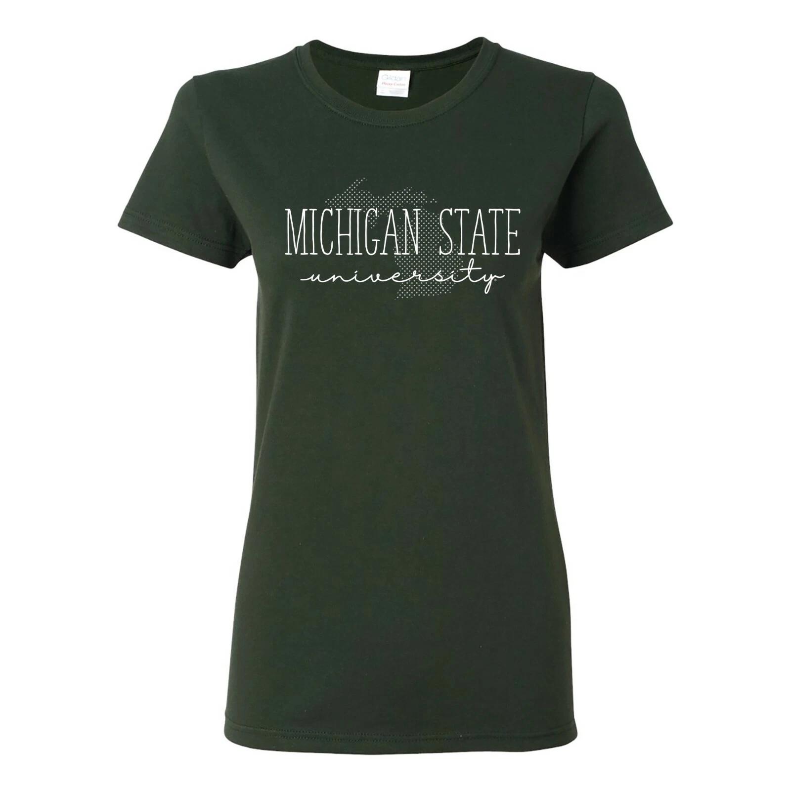 Michigan State Spartans Dot Script Women s T-Shirt - Forest M