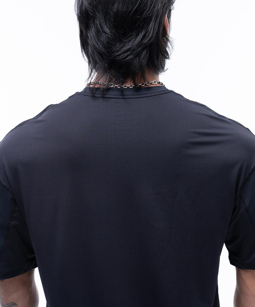 Pijikeolgameoncheu P2407 Mesh Color Block Functional Oversized Short Sleeve [Black]