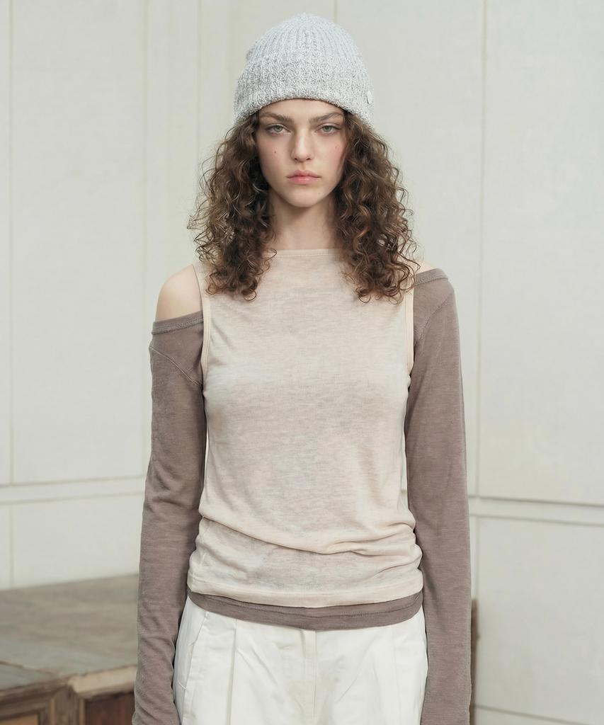 Eondeokeonteulolseutyudio Cotton Summer Beanie Stick Rib Beanie / Pop Cotton / Melange Sky