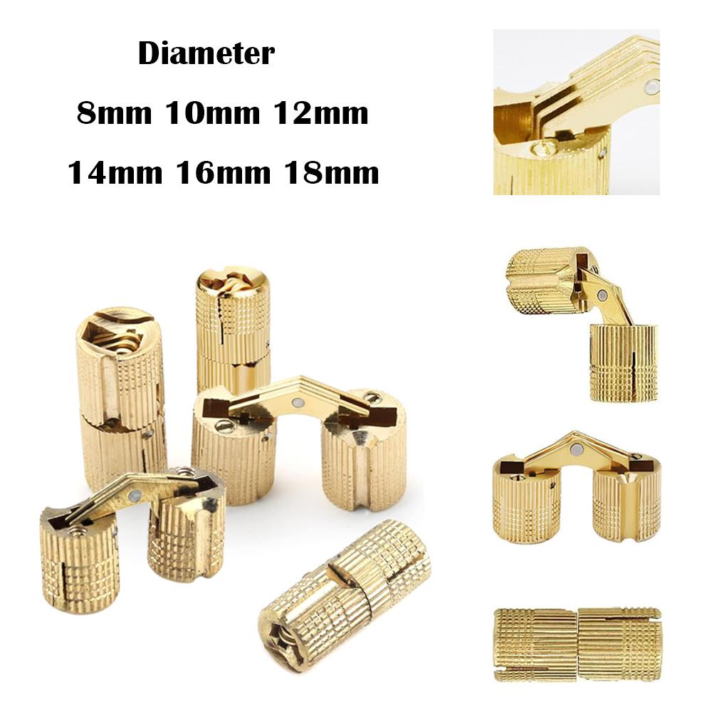 4pcs Coppers Brass Furniture Hinges 8-18mm Cylindrical Hidden Cabinet Concealed Invisible Door Hinges For Hardware Gift Box
