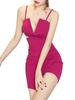 ISLAYCAOLILA E68 Rosanna Dress Crimson Cabaret Mini Club Party Tight Mini Asymmetrical Women's (M, Red) - Dress, Dress, Dress, Dress, Dress, V-Cut