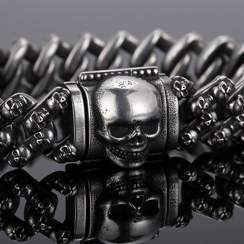 Potente Personalità Retro Europea e Americana Creativo Galvanizzato Multicolore Scheletro Acciaio Inossidabile Bracciale da Uomo