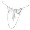 Women metal alloy tassel bikini body chain Silver