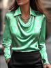 Elegant Print Swing Collar Women's Shirt, 2025 Style