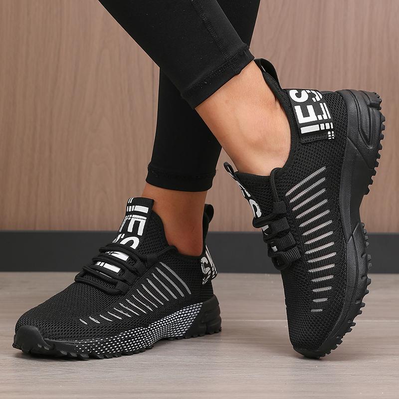 New Women'S Sneakers Shock Absorbing Mesh Breathable Lace Hiking Shoes Comfortable Lightweight Flat Bottom Women'S Casual Shoes