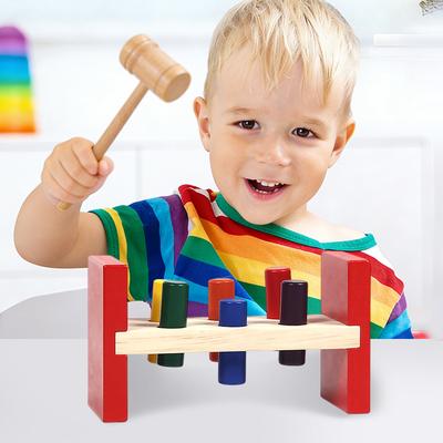 Montessori Dřevěná Kladívková Hračka Děti Trénink Jemné Motoriky Senzorická Hra Sada Rozpoznávání Barev Vzdělávací Hračka Pro Autistické Děti
