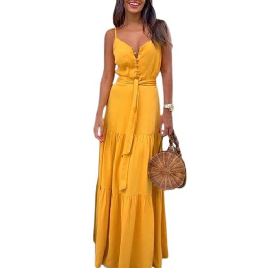 Casual jurk met V-hals, patchwork, veelzijdige look en brede bandjes aan de zoom, perfect voor een feestje.