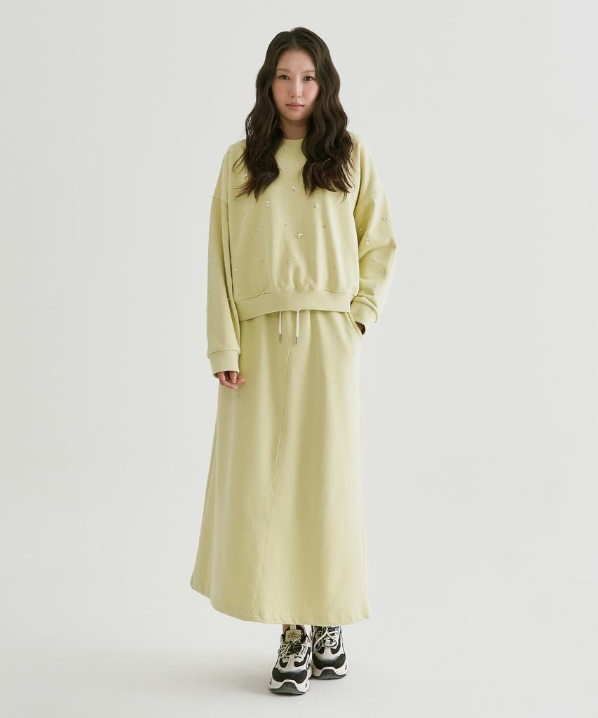 Peulleio Raw Leather Skirt 2 _ Light Green
