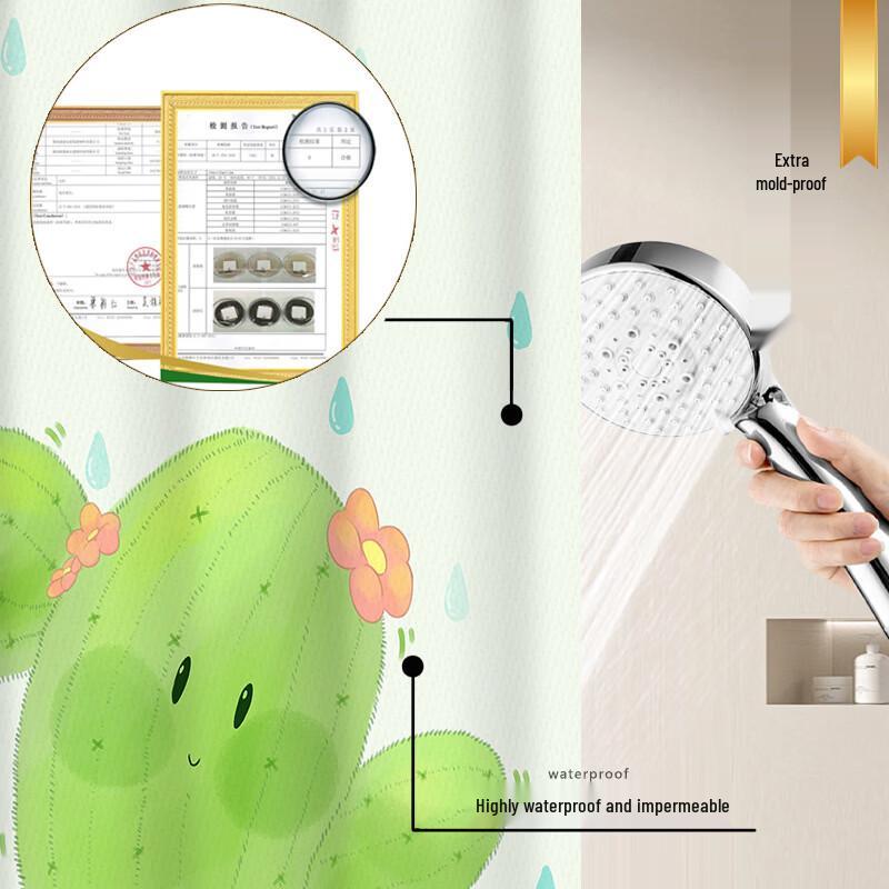Punch-Free Waterproof Shower Curtain Set