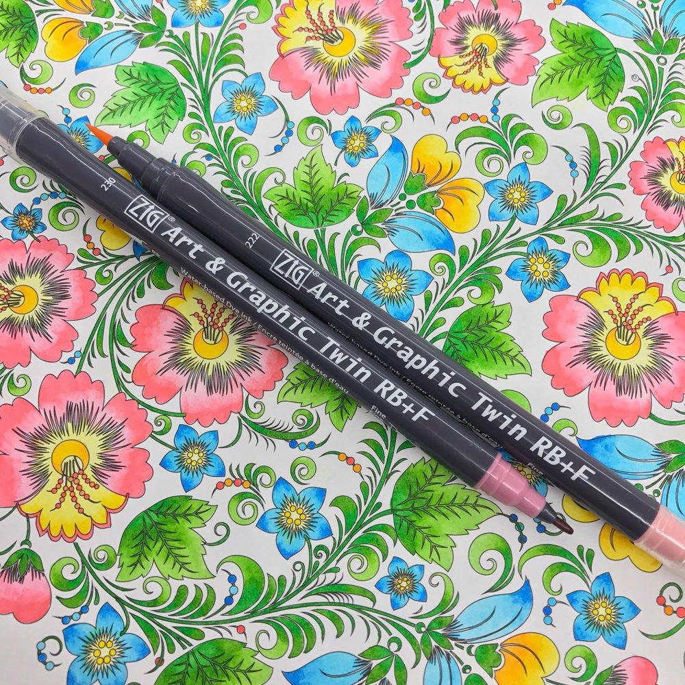 Kuretake ZIG Art Graphic Twin 48 & Water-Based Pen, Colors, TUT-95/48V