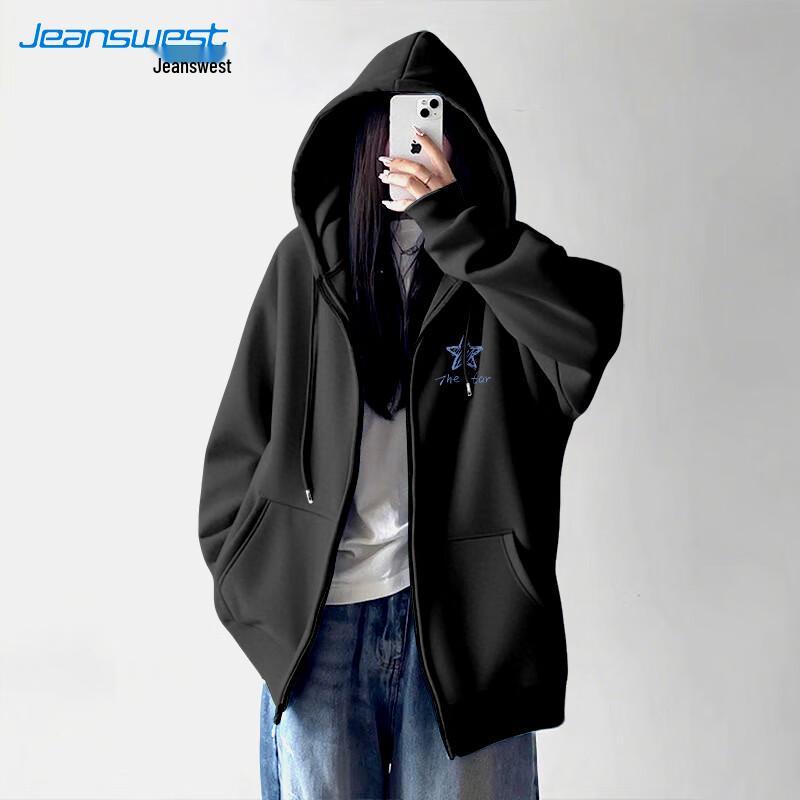 JEANSWEST Striped Heart Graphic Hoodie