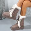 Autumn and Winter Snow Boots Women's Fleece Thickened Thick Sole Heightening Fur Integrated Cotton Shoes Fluff Warm Boots