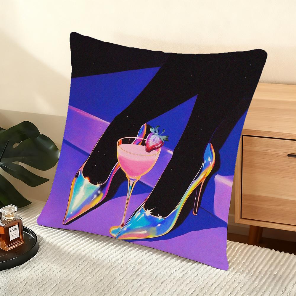 Cushion Cover Silky Short Plush Home Sofa Cushion Cover - Invisible Zipper Home Decoration Neon Dream