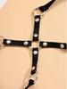 1Pc Gothic PU Leather Thigh Garter Harness, Gold O-Ring Punk Leg Body Chain For Halloween Party