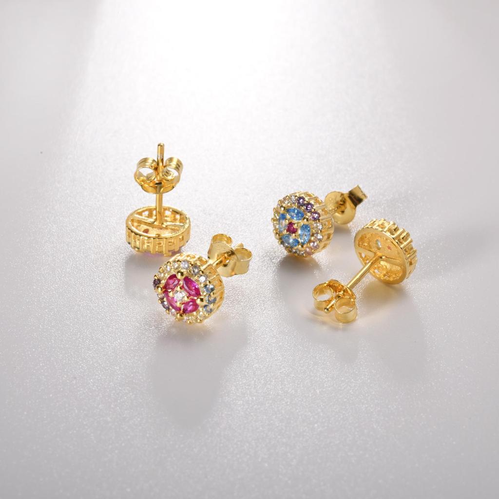 ANDYWEN 925 Sterling Silver Spring Gold Blossom Rainbow CZ Stud Earring Piercing Rock Punk New 2023 Colorful Fine Jewelry