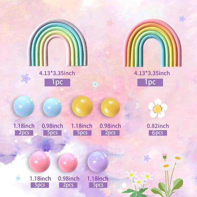 34 Pcs Cake Toppers Boho Cake Topper Hippie Party Decorations with Flower Bus for Girl Birthday Party Boho Party Supplies