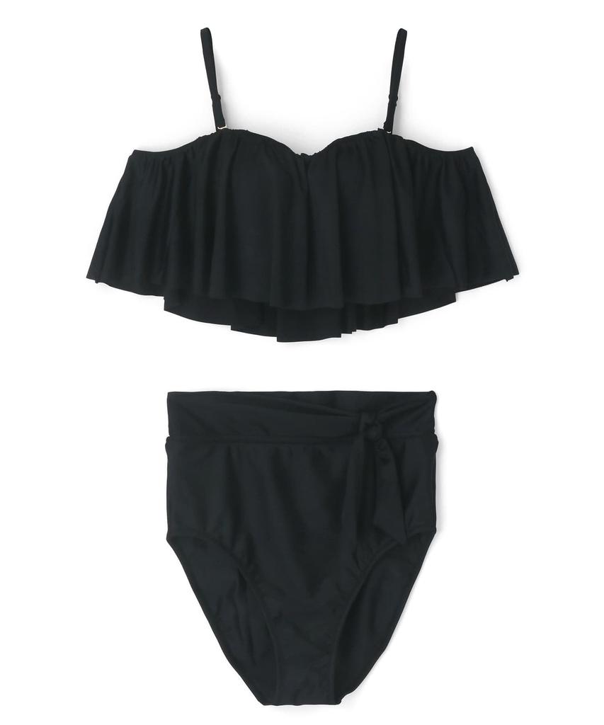 Swimwear Bikini set made with standard suitable for large breasts such as GHI cups Wired swimsuit Black [Sanai Paradise] Wacoal's cups, [Glamorous