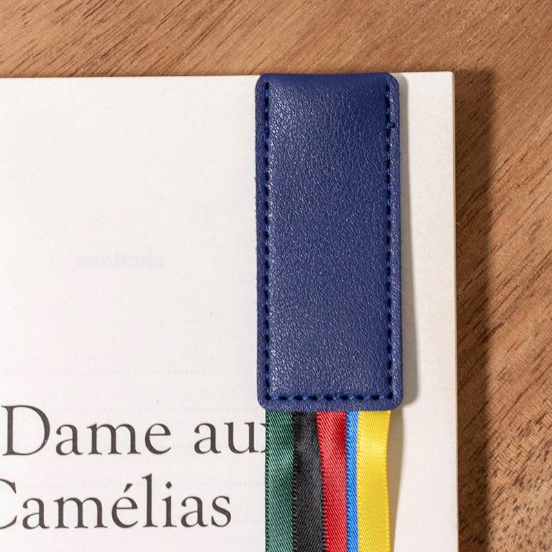 Colorful Ribbon Pu Leather Bookmark Reusable Delicate Ribbon Bookmarks Multi-Purpose Long Tassel Bookmark Student Stationery
