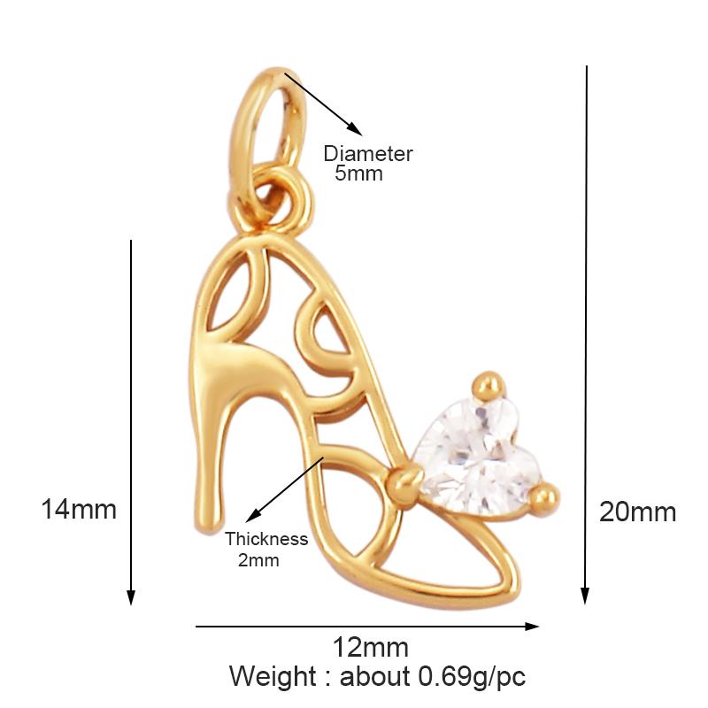 Fashion Cowboy Hat Boots Dance Shoes Bra Birdcage Sports Charm Pendant,Zircon Real Gold Necklace Craft Jewelry Supplies K68