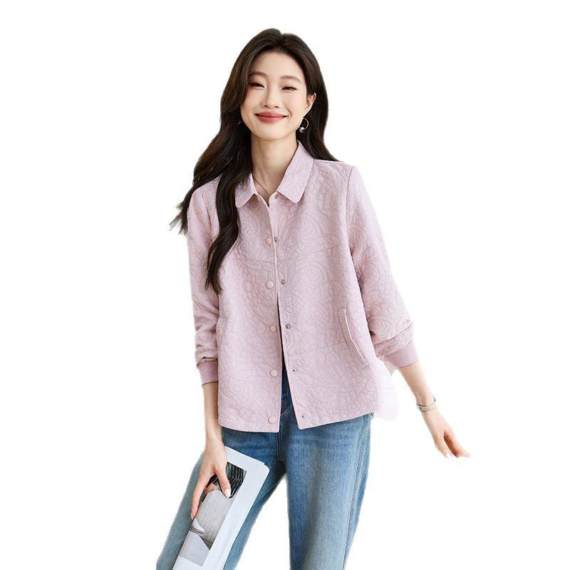 Mom's Chic Lapel Short Coat for Women: Slim-Fit Petite Korean Style for Middle-Aged Spring & Autumn.