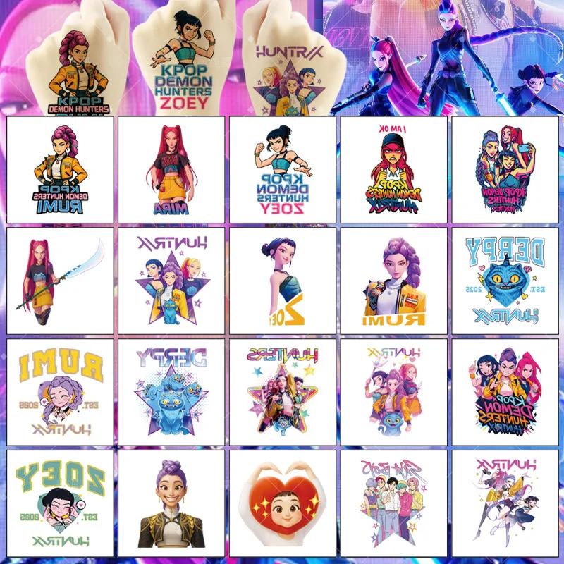 New style 20pcs/set Cartoon Kpop Demon Hunters Temporary Tattoo Sticker Rumi Cute Waterproof Tattoo For Funny Party Gift