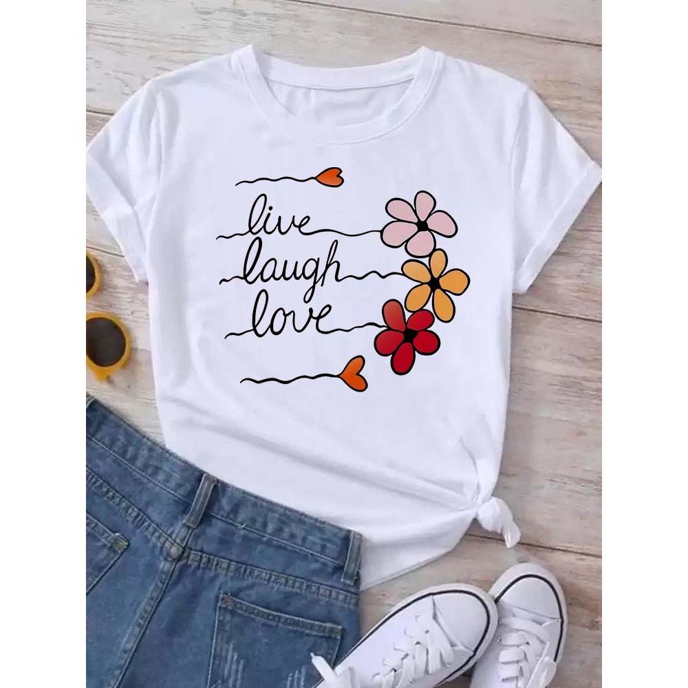 Dandelion graphic printing T-shirt women's summer short-sleeved round neck casual fashion streetwear top