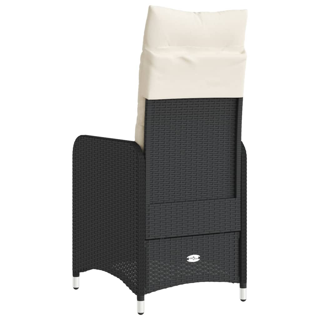 Garden Chair with Cushions 2 pcs Adjustable Black Poly Rattan