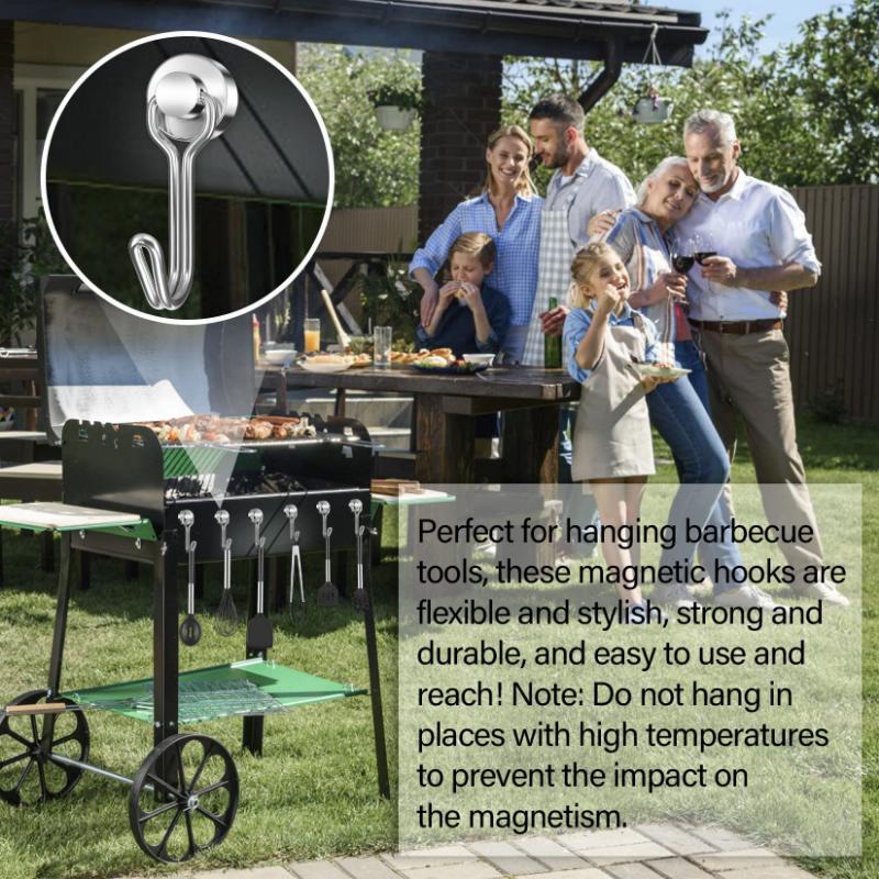 Magnetic Hooks 8/16 Pcs 30 Lb Neodymium Magnet Hooks Magnetic Hooks for Fridge Magnet Strong Magnet Hooks for Workplace Kitchen