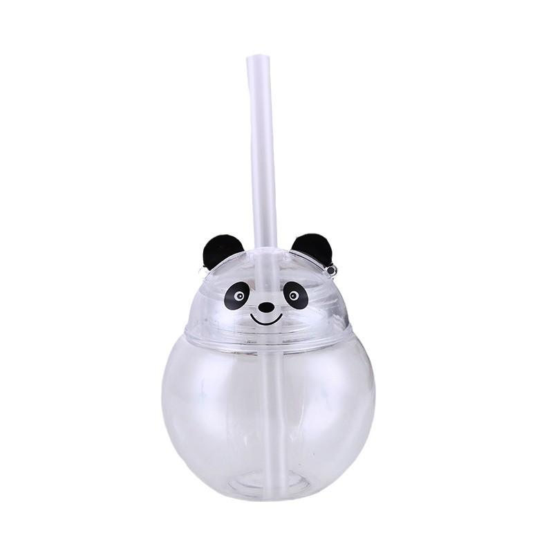 Tazza di Plastica Creativa Panda con Cannuccia per Succo Milkshake 600ml MIT