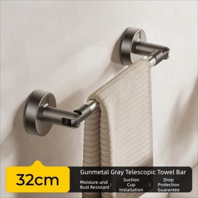 Retractable Suction Cup Towel Pole Nail Free Installation Single-rod Shoe Storage Shelf Towel Hanger Wall Mounted