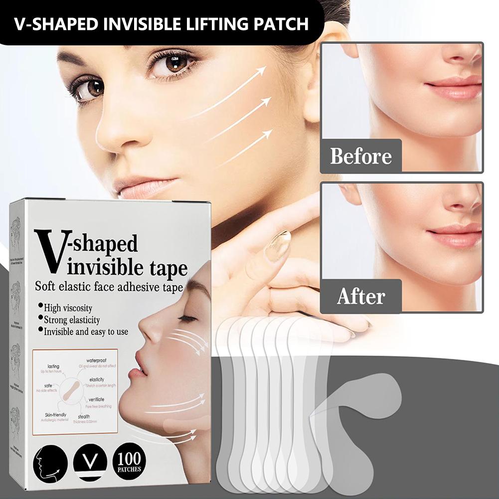 A Box of 100pcs V Type Lift Invisible Adhesive Double Chin Lift V-face Makeup Stage Play Invisible Adhesive