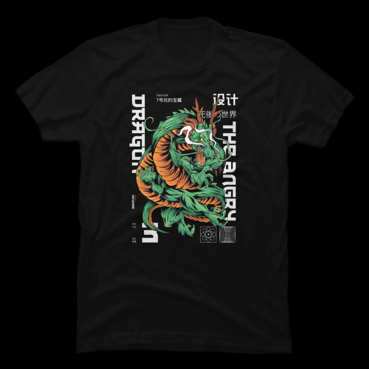Angry Japanese Dragon Tattoo Black Unisex T-Shirt S
